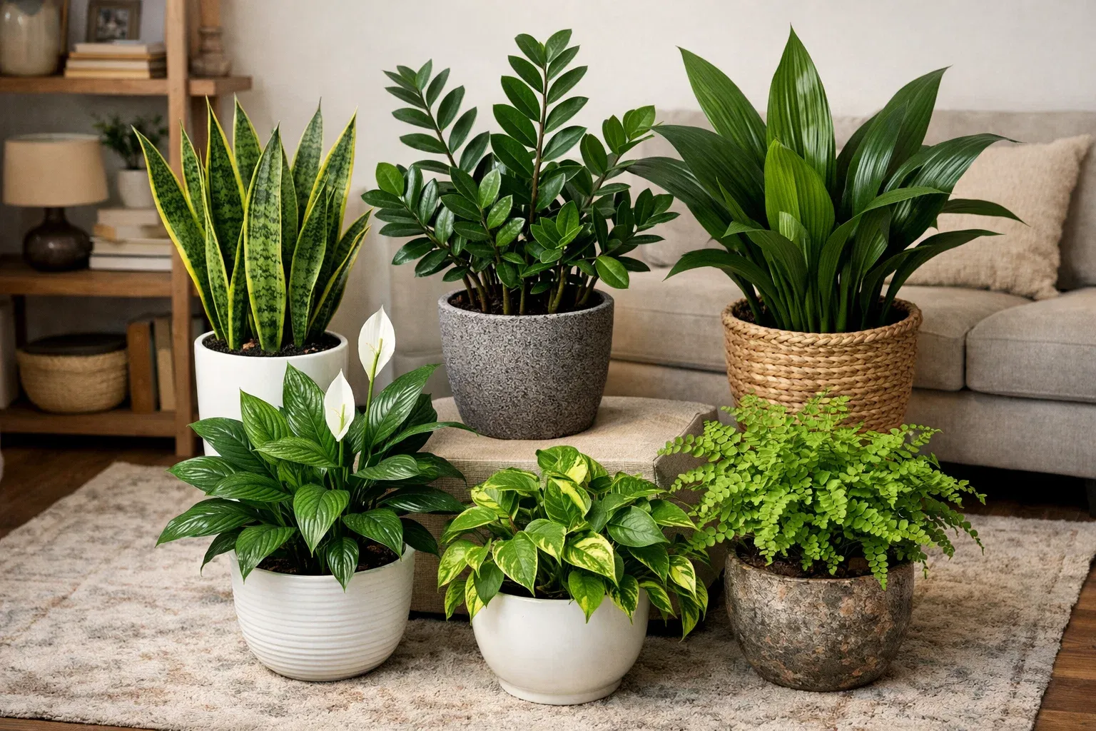 Indoor plants that grow without sunlight in low-light room settings